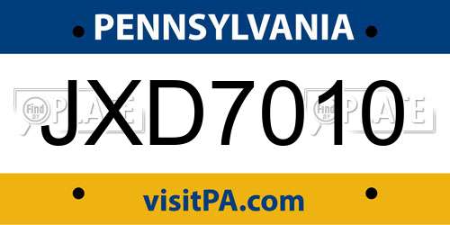 JXD7010 Pennsylvania License Plate