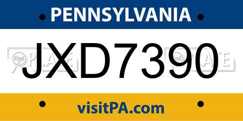 JXD7390 Pennsylvania License Plate