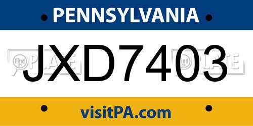 JXD7403 Pennsylvania License Plate