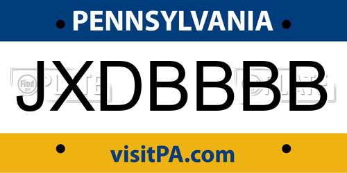 JXDBBBB Pennsylvania License Plate