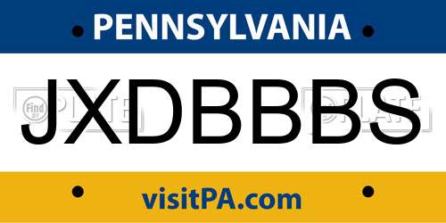 JXDBBBS Pennsylvania License Plate