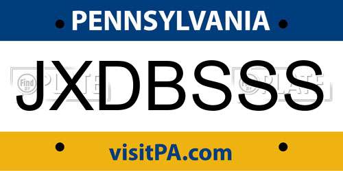 JXDBSSS Pennsylvania License Plate