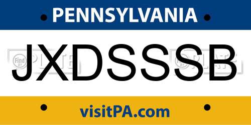 JXDSSSB Pennsylvania License Plate