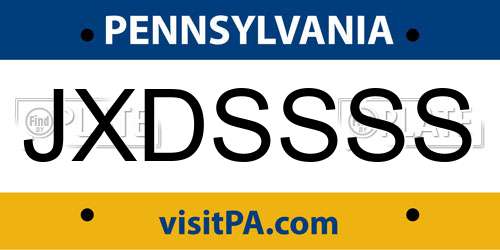 JXDSSSS Pennsylvania License Plate