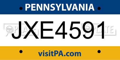 JXE4591 Pennsylvania License Plate