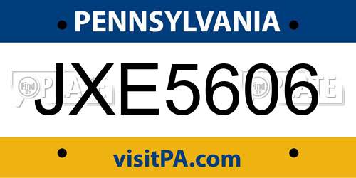 JXE5606 Pennsylvania License Plate