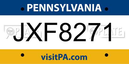 JXF8271 Pennsylvania License Plate