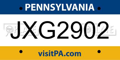 JXG2902 Pennsylvania License Plate