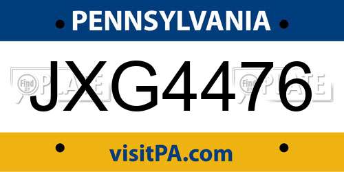 JXG4476 Pennsylvania License Plate