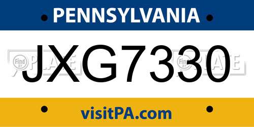 JXG7330 Pennsylvania License Plate
