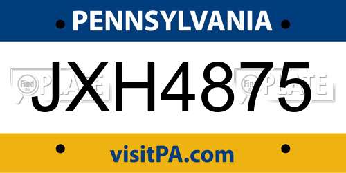 JXH4875 Pennsylvania License Plate