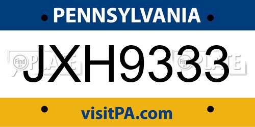 JXH9333 Pennsylvania License Plate