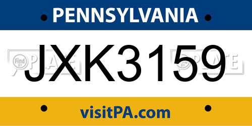 JXK3159 Pennsylvania License Plate