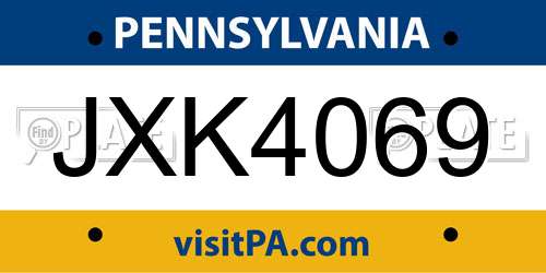 JXK4069 Pennsylvania License Plate