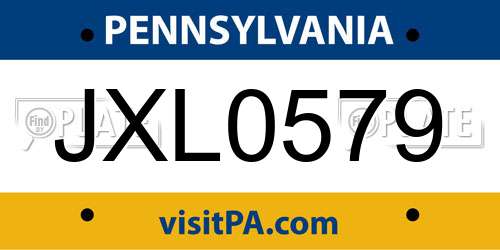 JXL0579 Pennsylvania License Plate