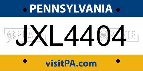 JXL4404 Pennsylvania License Plate