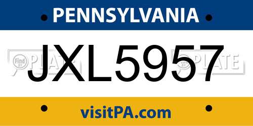 JXL5957 Pennsylvania License Plate