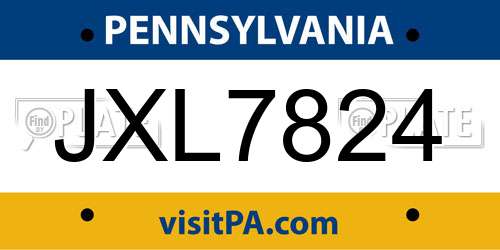 JXL7824 Pennsylvania License Plate