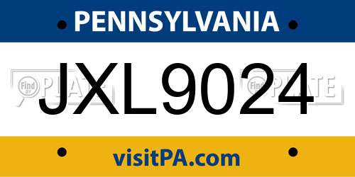 JXL9024 Pennsylvania License Plate