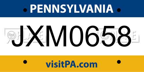 JXM0658 Pennsylvania License Plate