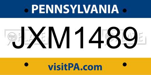 JXM1489 Pennsylvania License Plate