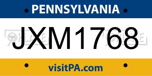 JXM1768 Pennsylvania License Plate