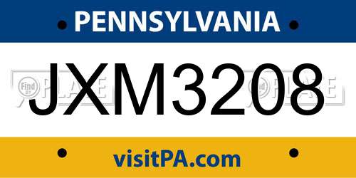 JXM3208 Pennsylvania License Plate