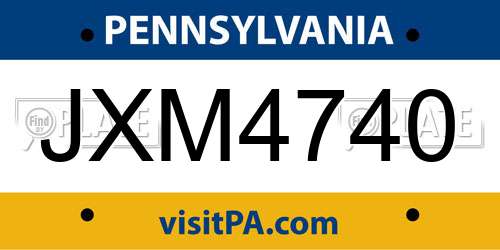 JXM4740 Pennsylvania License Plate