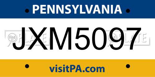 JXM5097 Pennsylvania License Plate
