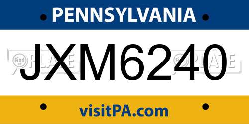 JXM6240 Pennsylvania License Plate