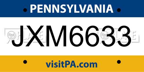 JXM6633 Pennsylvania License Plate
