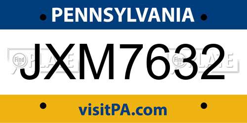 JXM7632 Pennsylvania License Plate