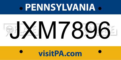 JXM7896 Pennsylvania License Plate