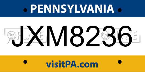 JXM8236 Pennsylvania License Plate