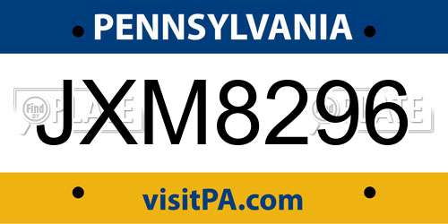 JXM8296 Pennsylvania License Plate