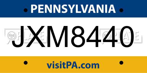 JXM8440 Pennsylvania License Plate