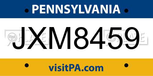 JXM8459 Pennsylvania License Plate