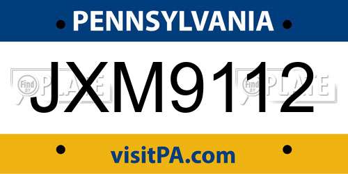 JXM9112 Pennsylvania License Plate