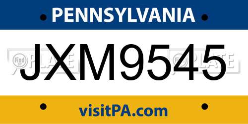 JXM9545 Pennsylvania License Plate