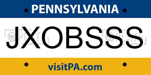 JXOBSSS Pennsylvania License Plate