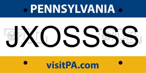 JXOSSSS Pennsylvania License Plate
