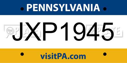 JXP1945 Pennsylvania License Plate