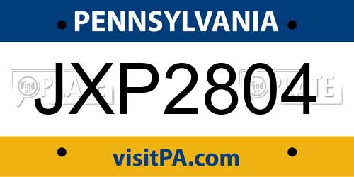JXP2804 Pennsylvania License Plate