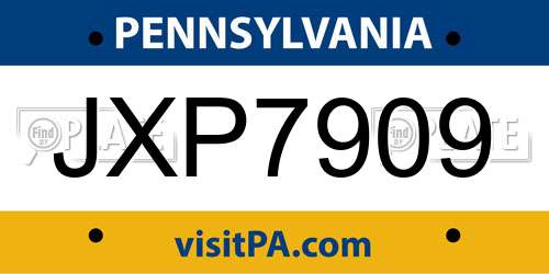 JXP7909 Pennsylvania License Plate