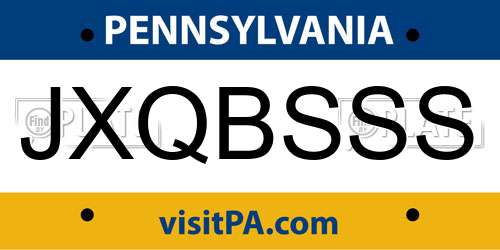 JXQBSSS Pennsylvania License Plate