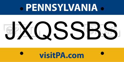 JXQSSBS Pennsylvania License Plate