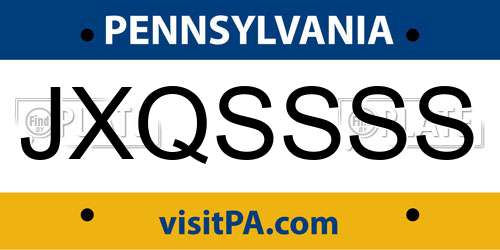 JXQSSSS Pennsylvania License Plate