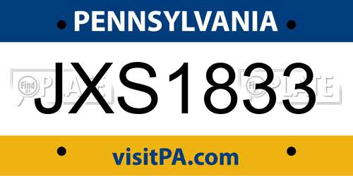 JXS1833 Pennsylvania License Plate