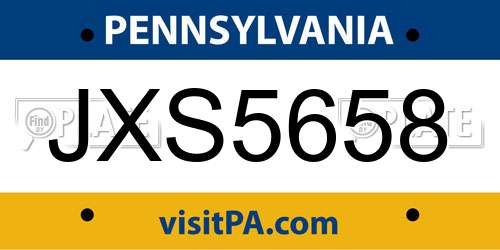 JXS5658 Pennsylvania License Plate