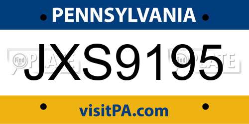 JXS9195 Pennsylvania License Plate